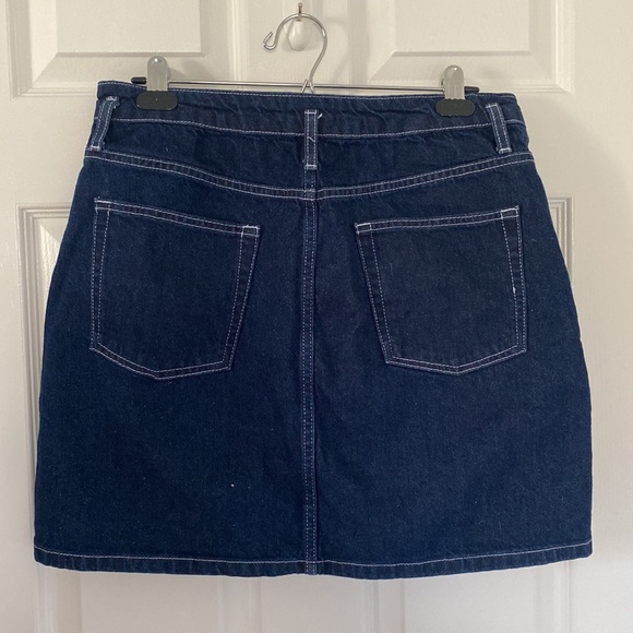 Pocketed indigo denim mini skirt - Picture 2 of 4